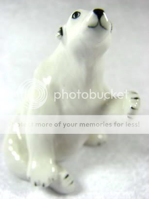 Figurine Miniature Animal Ceramic Statue 2 Polar Bears  