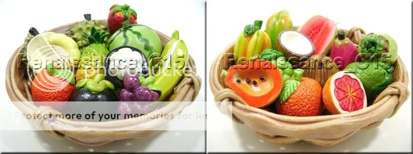 12 Food Fruit Vegetable Miniatures Dollhouse Ceramics  