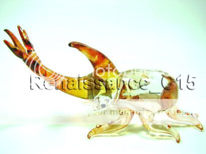 Figurine Animal Hand Blown Glass 2 Deer Grub Family  