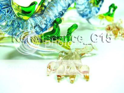   Hand Blown Glass Blue Dragon   Glass Animal   Glass Figurines  