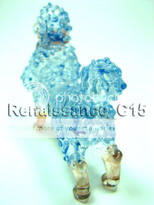 Figurine Animal Hand Blown Glass Stand Poodle Dog #1  