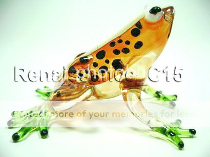 Figurine Animal Hand Blown Glass Gift 2 Frog #6  