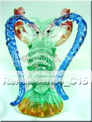 Figurine Animal Hand Blown Glass Shrimp Lobster #1  