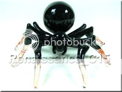 Figurine Animal Hand Blown Glass Black Spider #2  