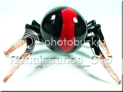 Figurine Animal Hand Blown Glass Black Spider #2  